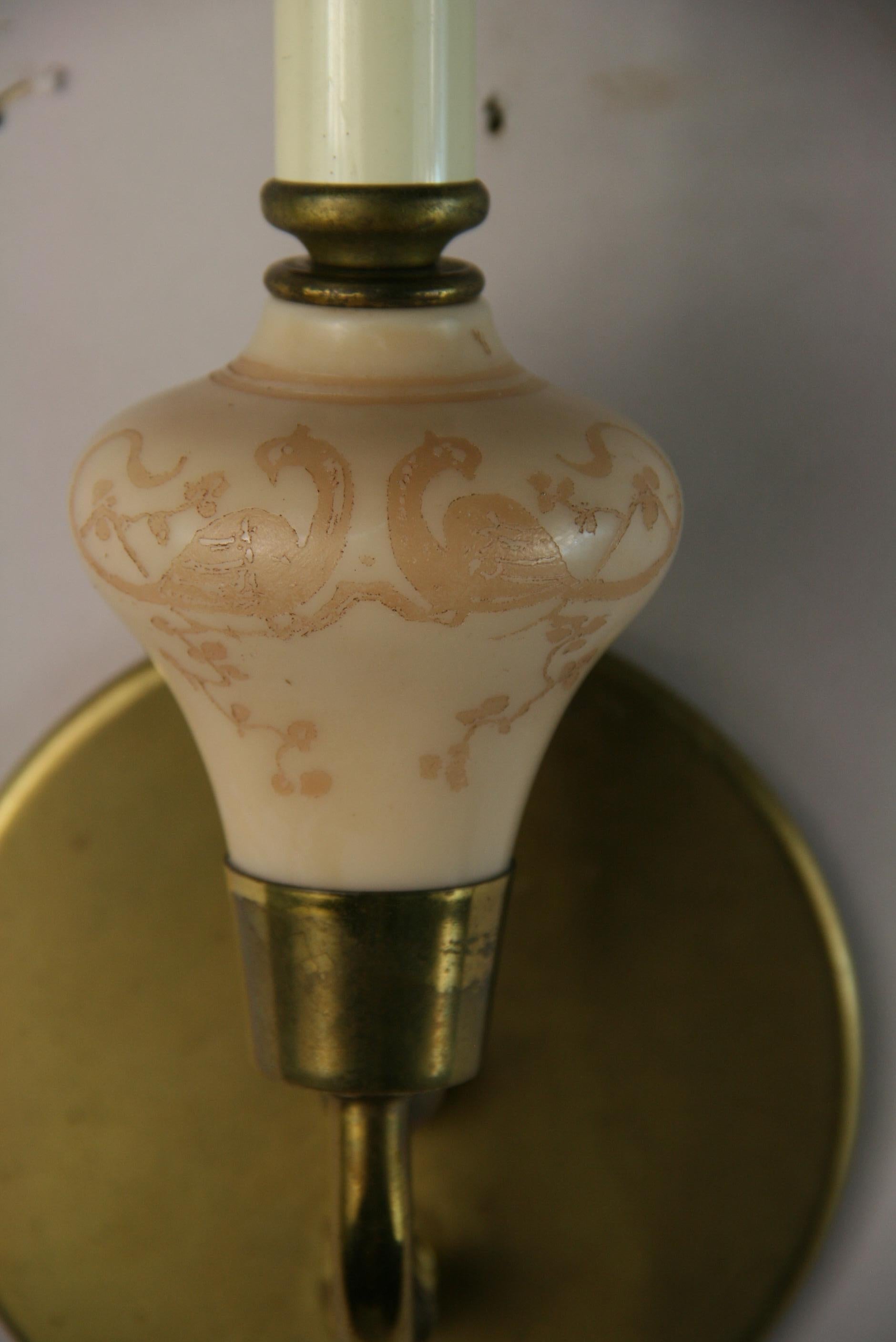 Antique  French Brass and  Acid Etched Daum Glass Cups 1930's A Pair For Sale 4