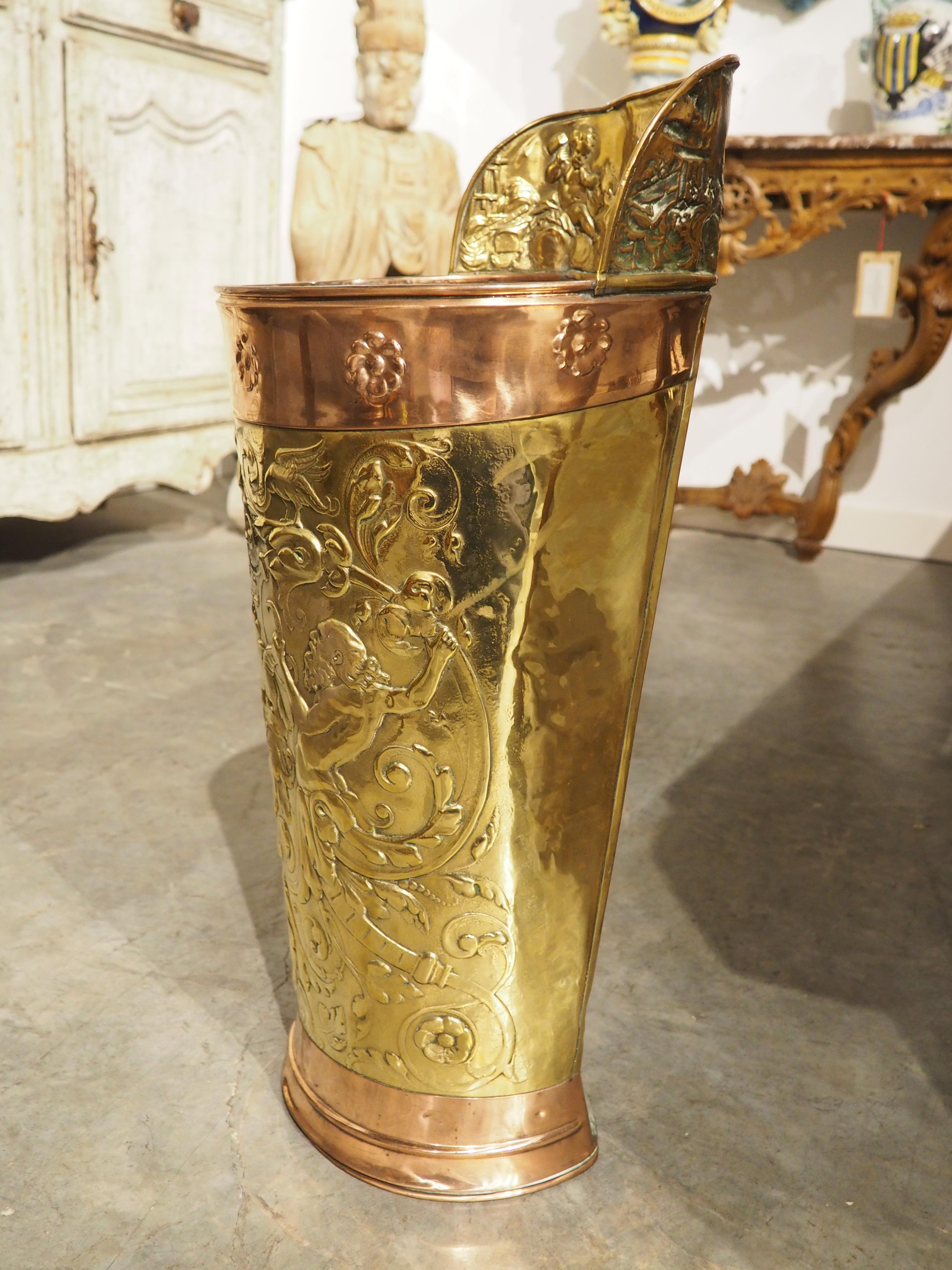 Antique French Hotte da cerimonia in ottone e rame, fine Ottocento in vendita 3