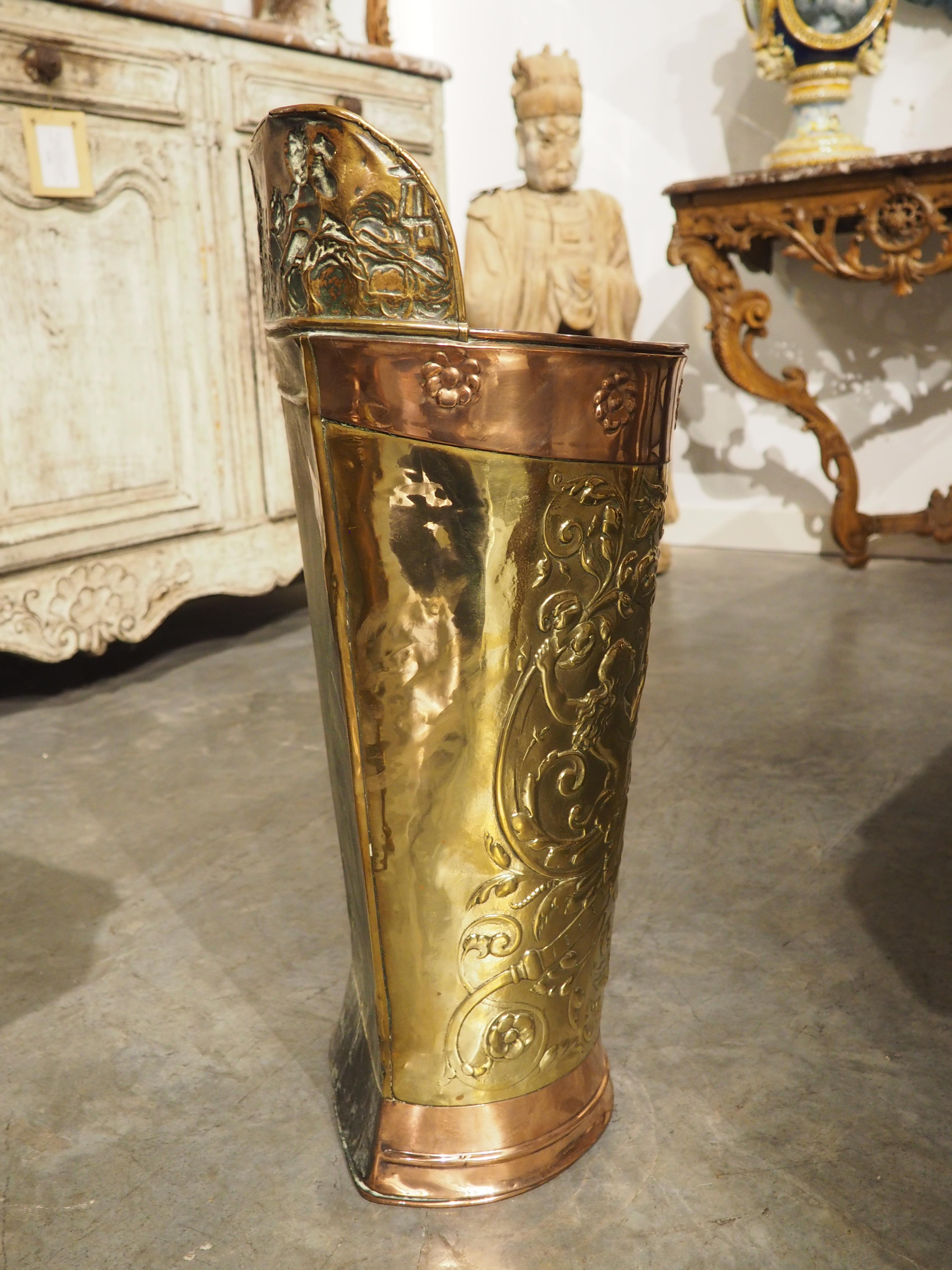 Antique French Hotte da cerimonia in ottone e rame, fine Ottocento in vendita 1