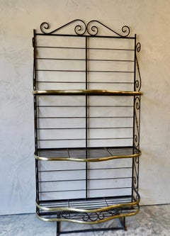 Antique French Bakers Rack, Hand-Crafted Iron & Brass, Beaux Arts 1910