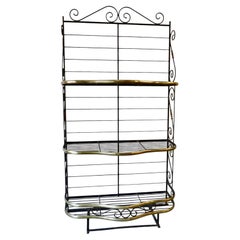 Antique French Bakers Rack, Hand-Crafted Iron & Brass, Beaux Arts 1910