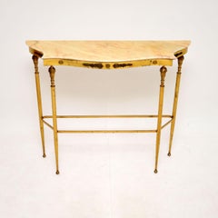 Antique French Brass and Marble Console Table
