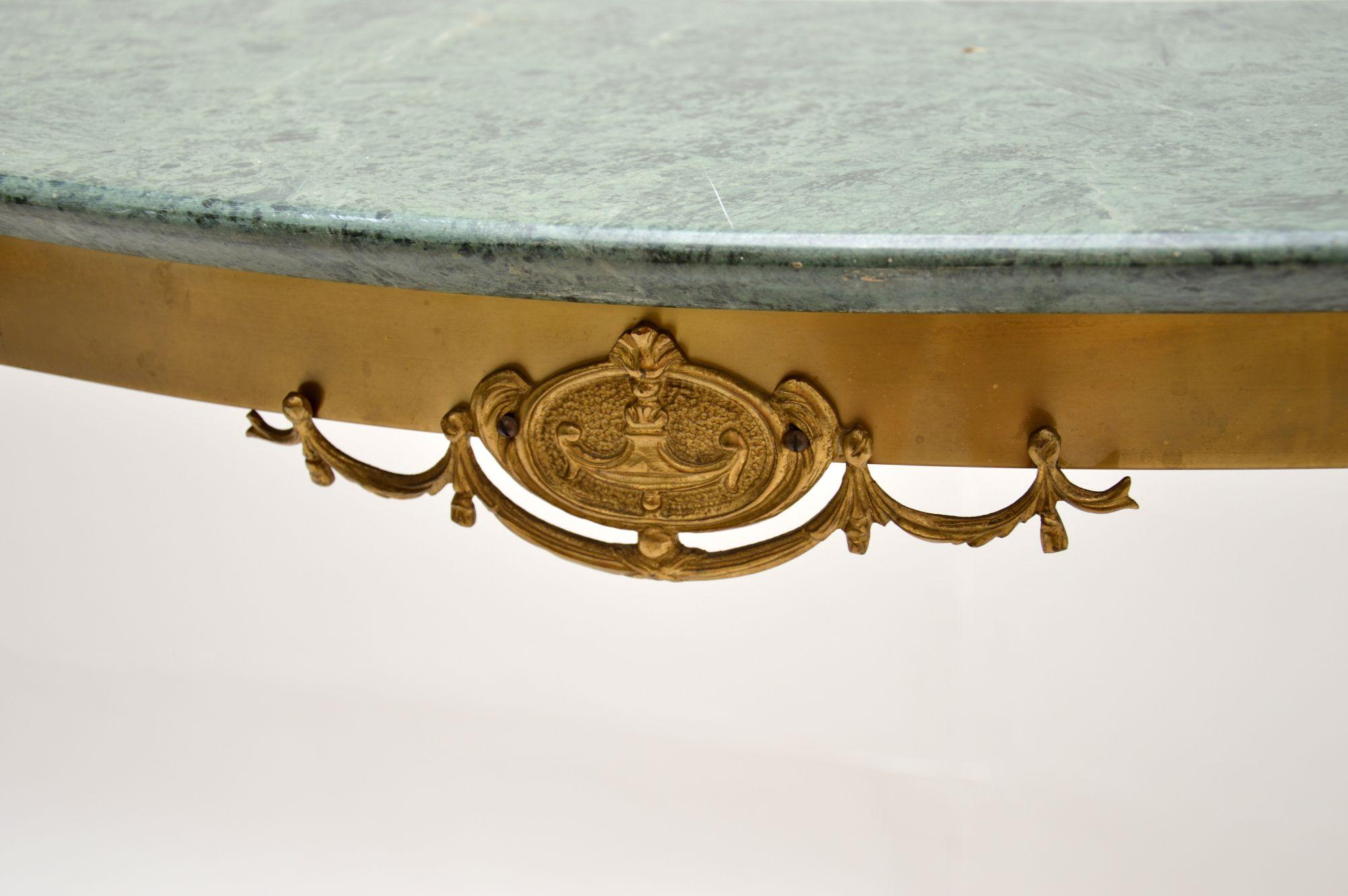 Antique French Brass and Marble Console Table 1