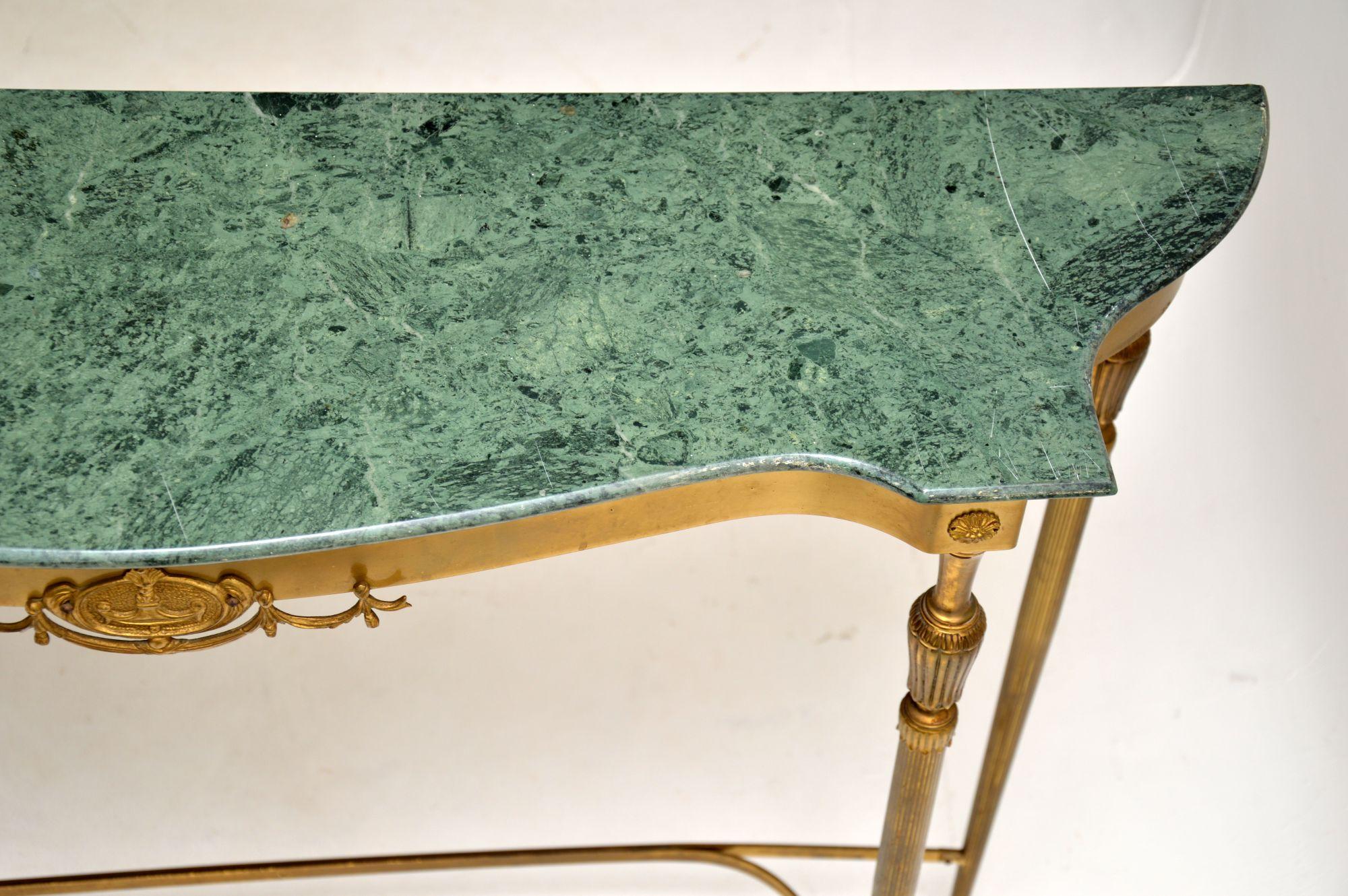Antique French Brass and Marble Console Table 4