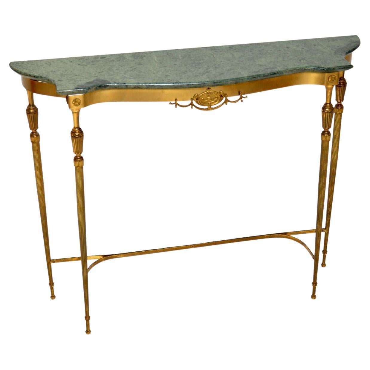 Antique French Brass and Marble Console Table