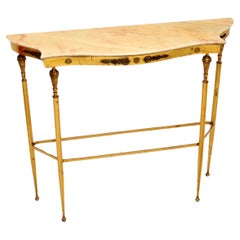 Antique French Brass and Marble Console Table