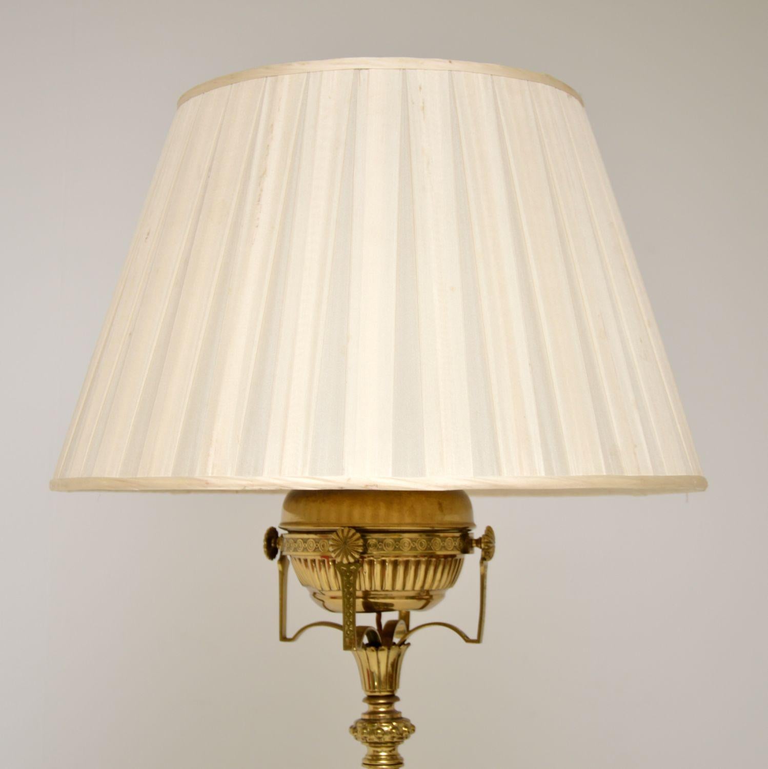Antique French Brass and Marble Floor Lamp For Sale at 1stDibs
