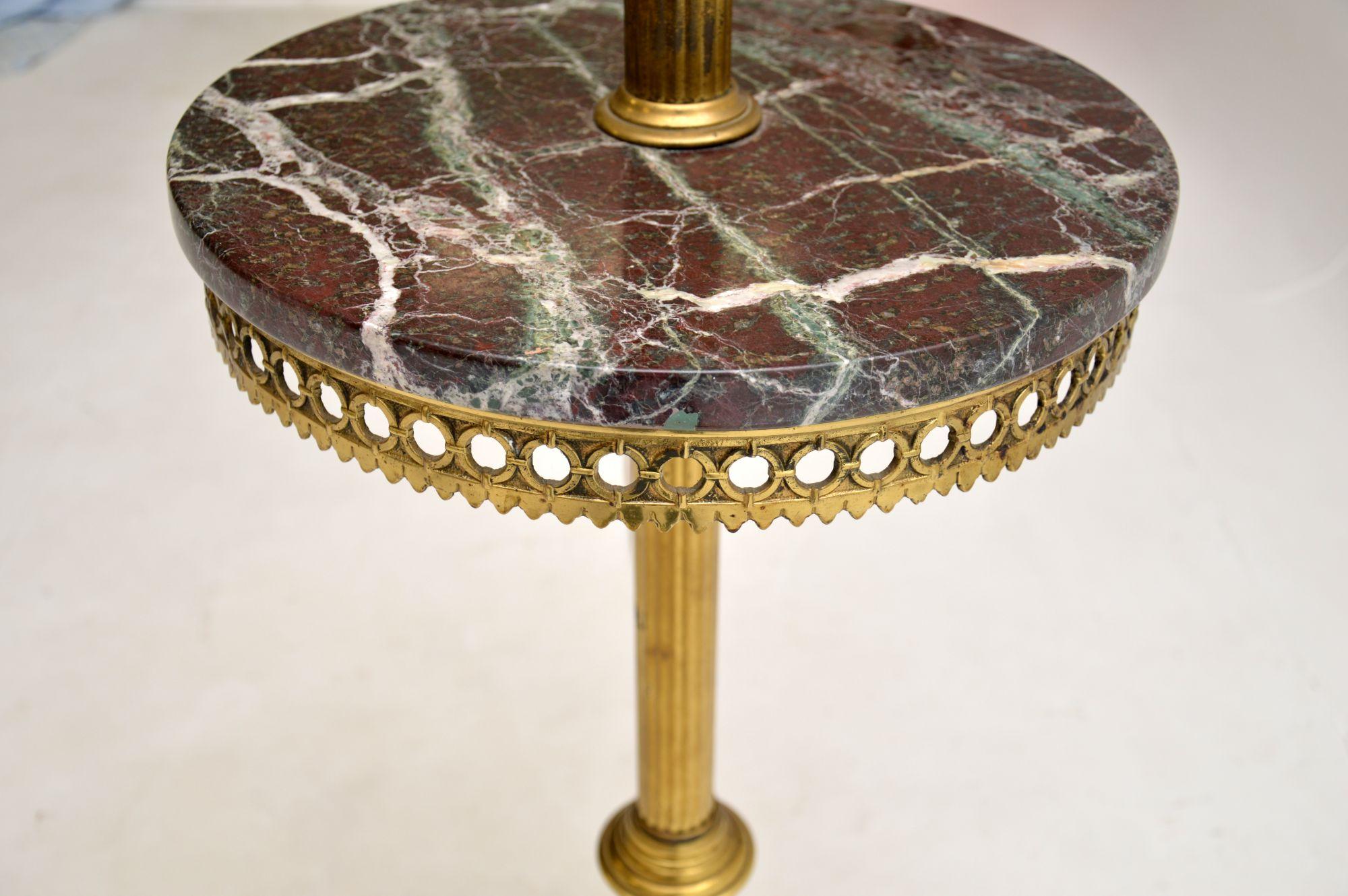 Antique French Brass and Marble Floor Lamp For Sale at 1stDibs