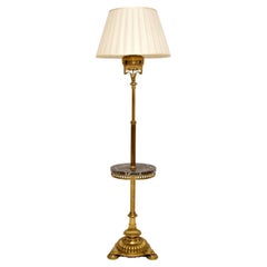Antique French Brass and Marble Floor Lamp