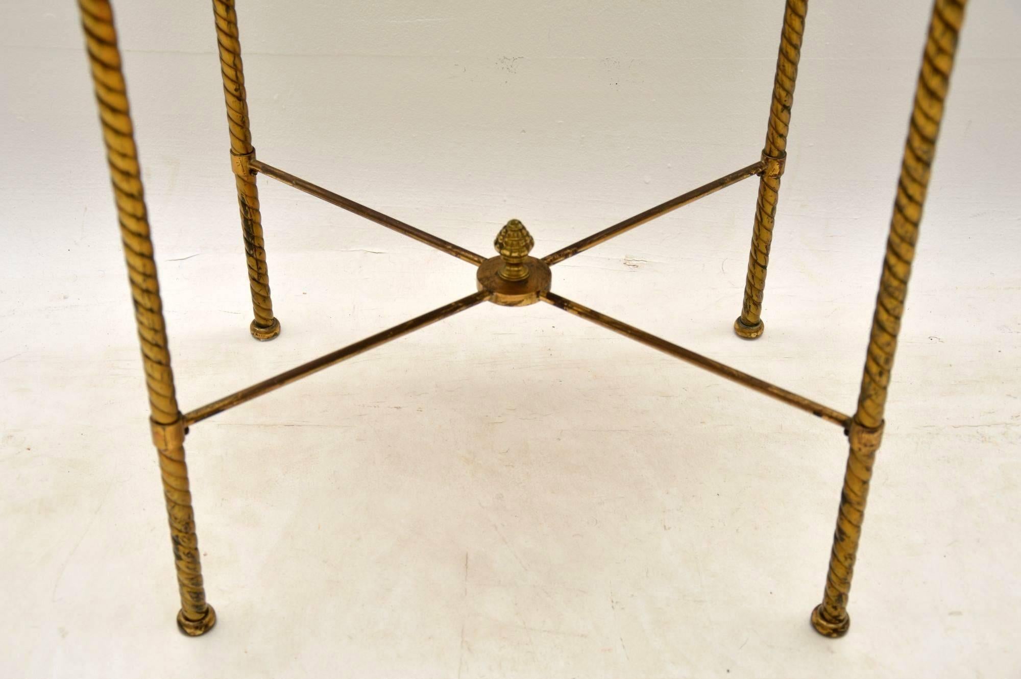 Antique French Brass and Marble Two-Tier Table 2