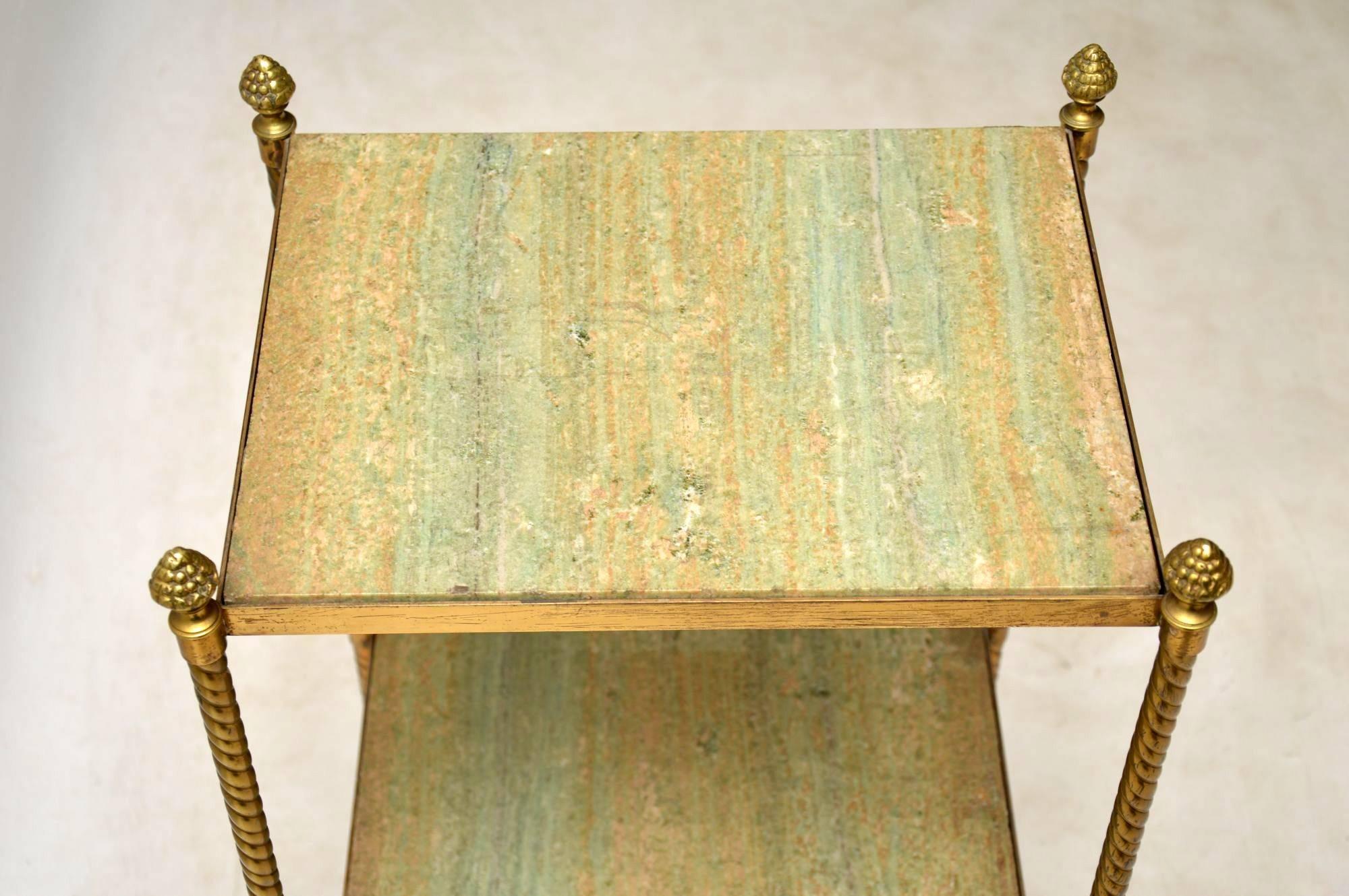 Edwardian Antique French Brass and Marble Two-Tier Table