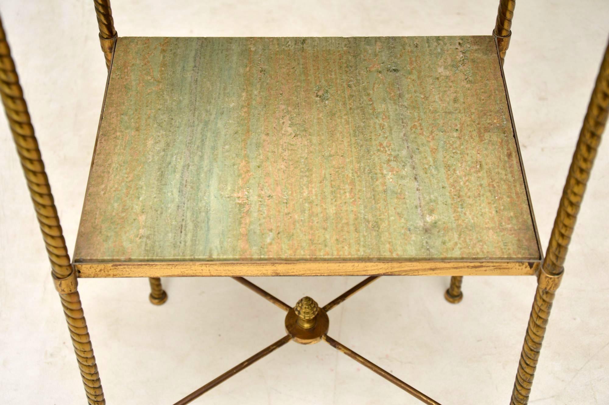 Antique French Brass and Marble Two-Tier Table In Excellent Condition In London, GB