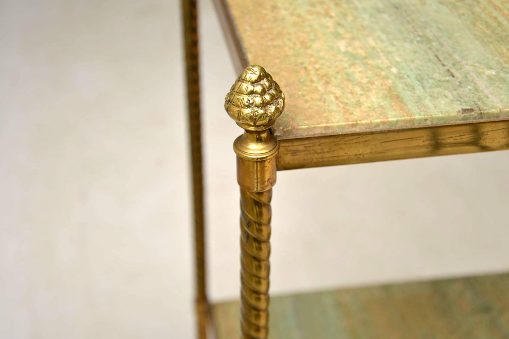 Early 20th Century Antique French Brass and Marble Two-Tier Table
