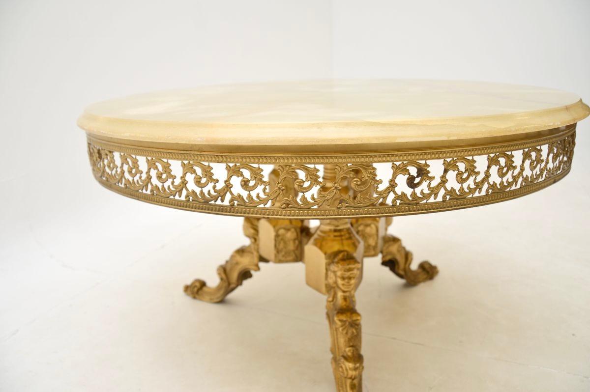 Antique French Brass and Onyx Coffee Table In Good Condition For Sale In London, GB