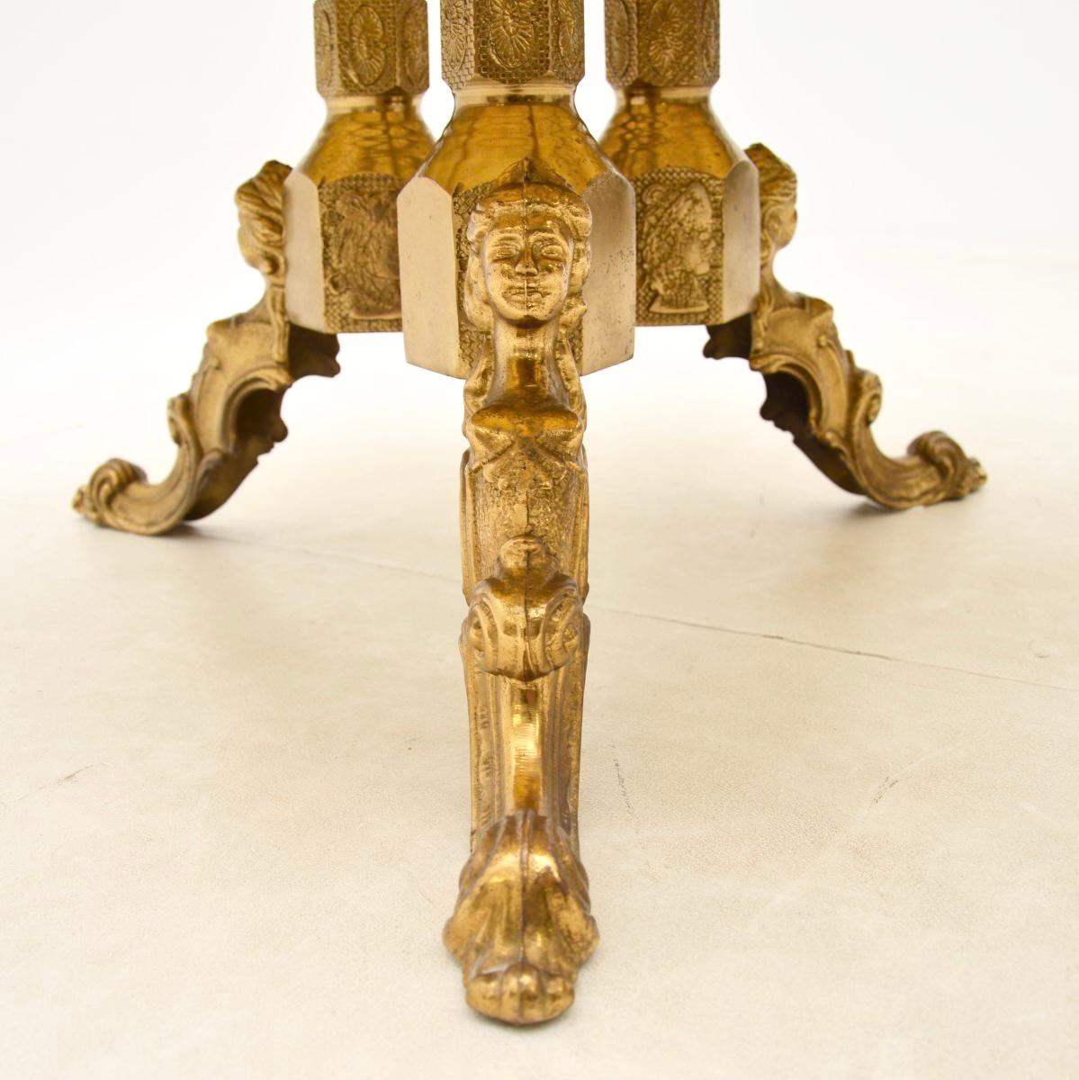 Antique French Brass and Onyx Coffee Table For Sale 3