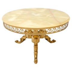 Vintage French Brass and Onyx Coffee Table