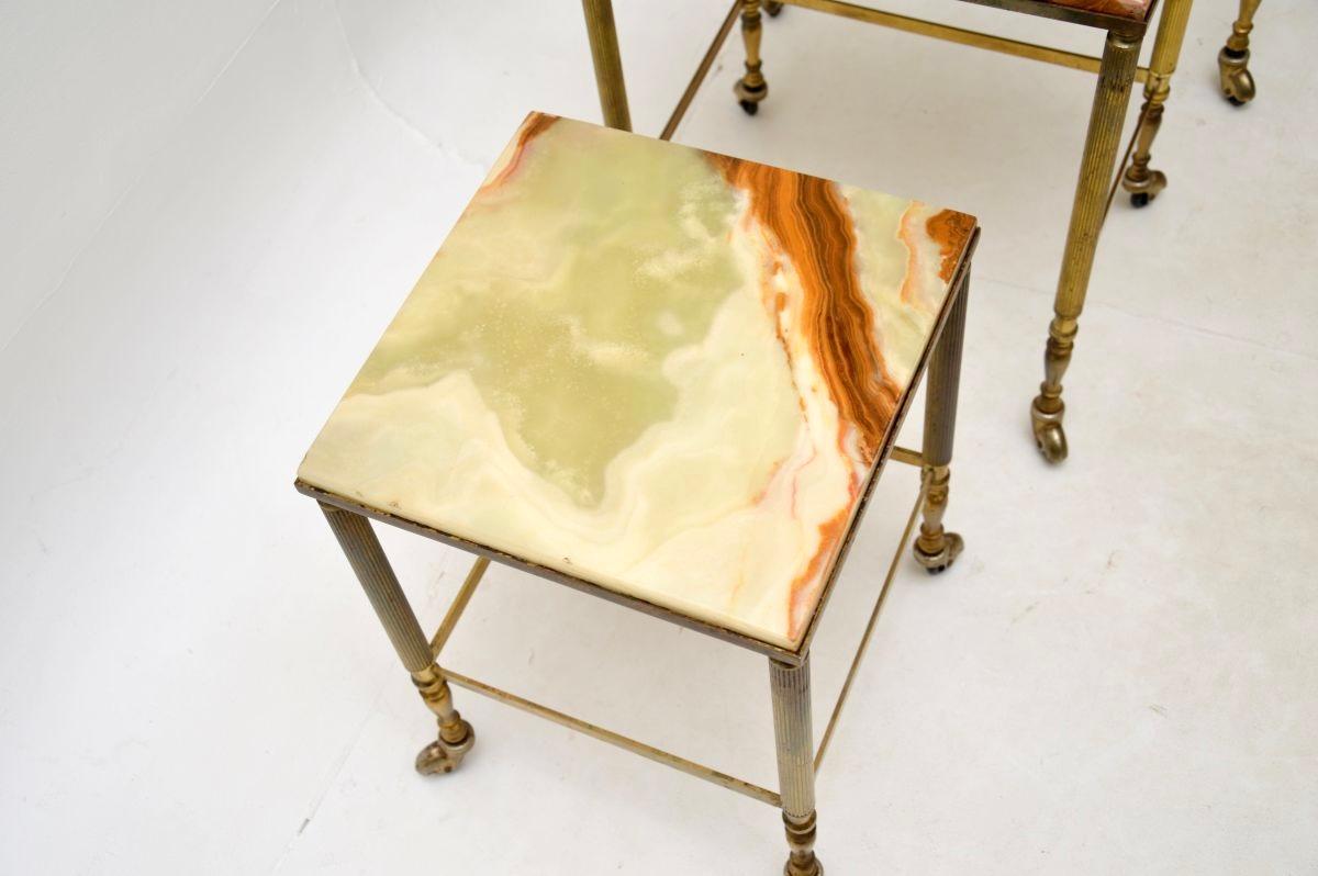 Antique French Brass and Onyx Nest of Tables For Sale 2