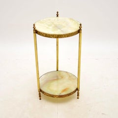 Antique French Brass and Onyx Side Table