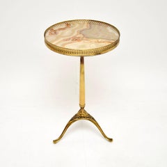 Antique French Brass and Onyx Side Table