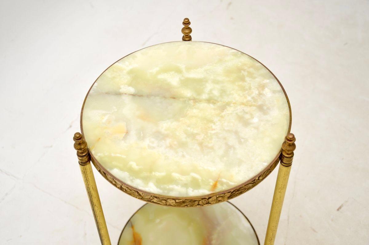 Antique French Brass and Onyx Side Table In Good Condition For Sale In London, GB