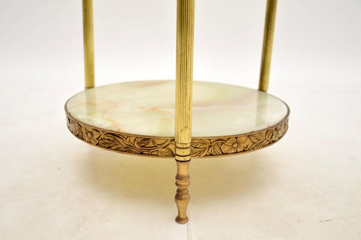 Antique French Brass and Onyx Side Table 1