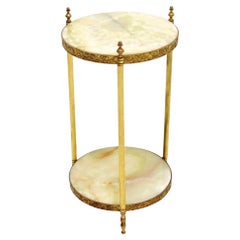 Vintage French Brass and Onyx Side Table