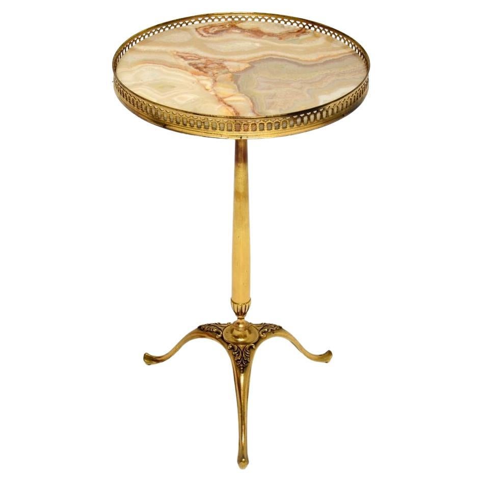 Antique French Brass and Onyx Side Table