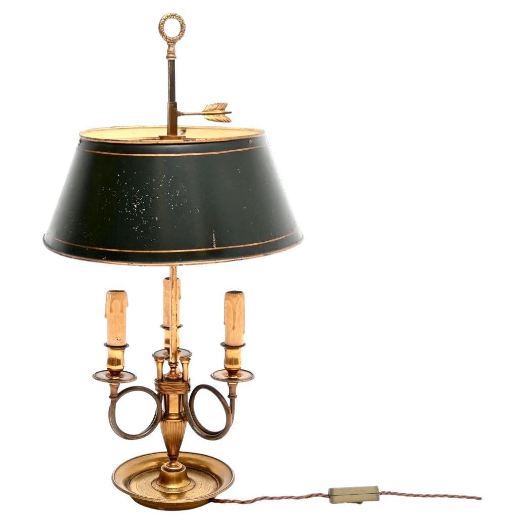 Antique French Brass and Tole Bouillotte Table Lamp