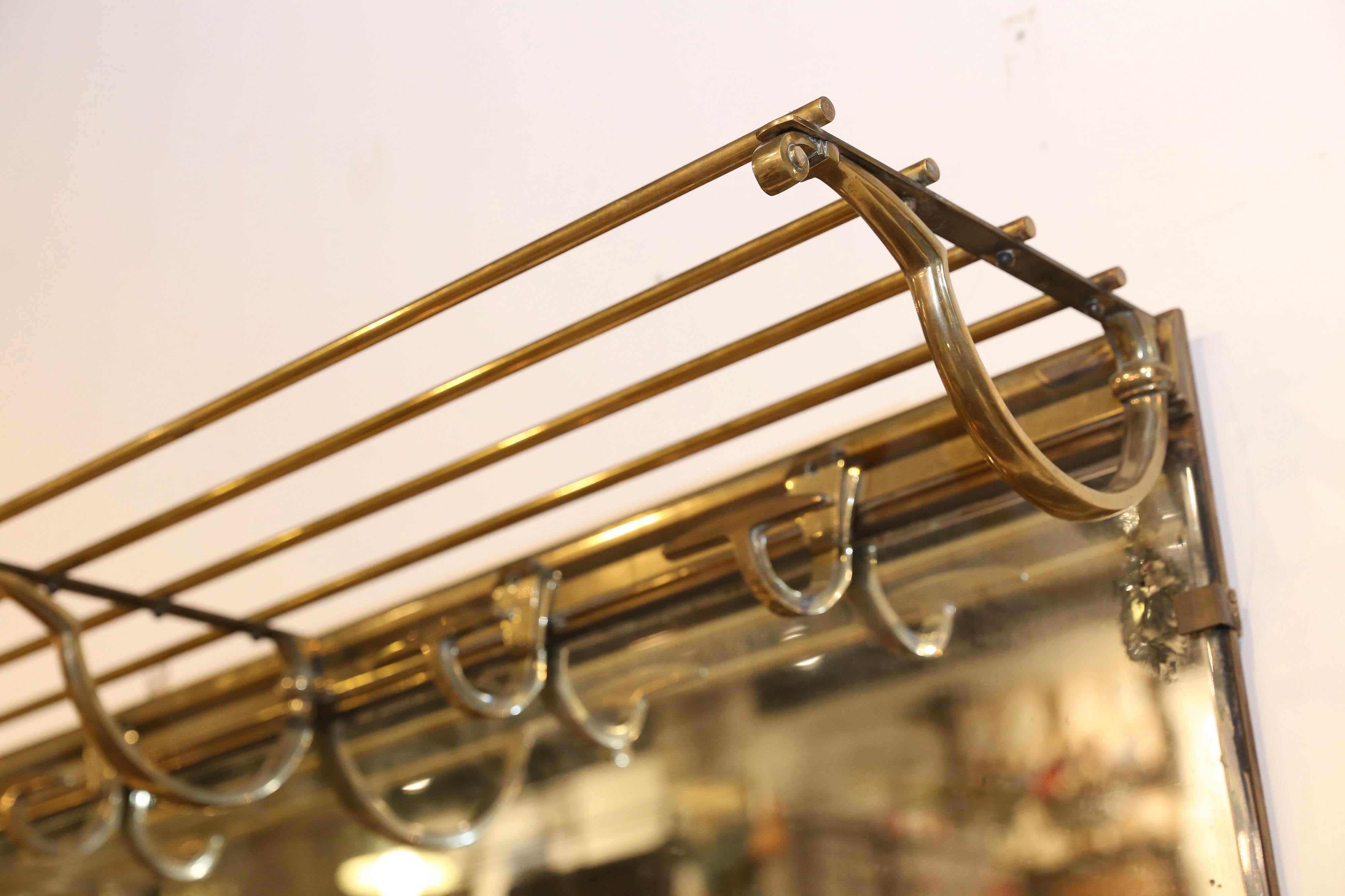 Antique French Brass Bistro Hat and Coat Rack In Good Condition In Houston, TX