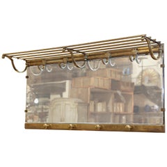 Antique French Brass Bistro Hat and Coat Rack