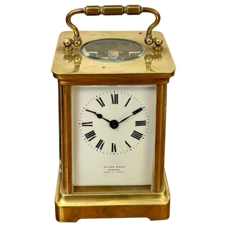 Orologio da carrozza francese antico in ottone - Latshea & Sons Edinburgh in vendita