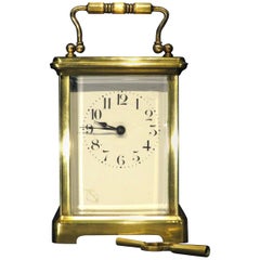 Antique French Brass Carriage Clock of British Military Interest, Dated 1918