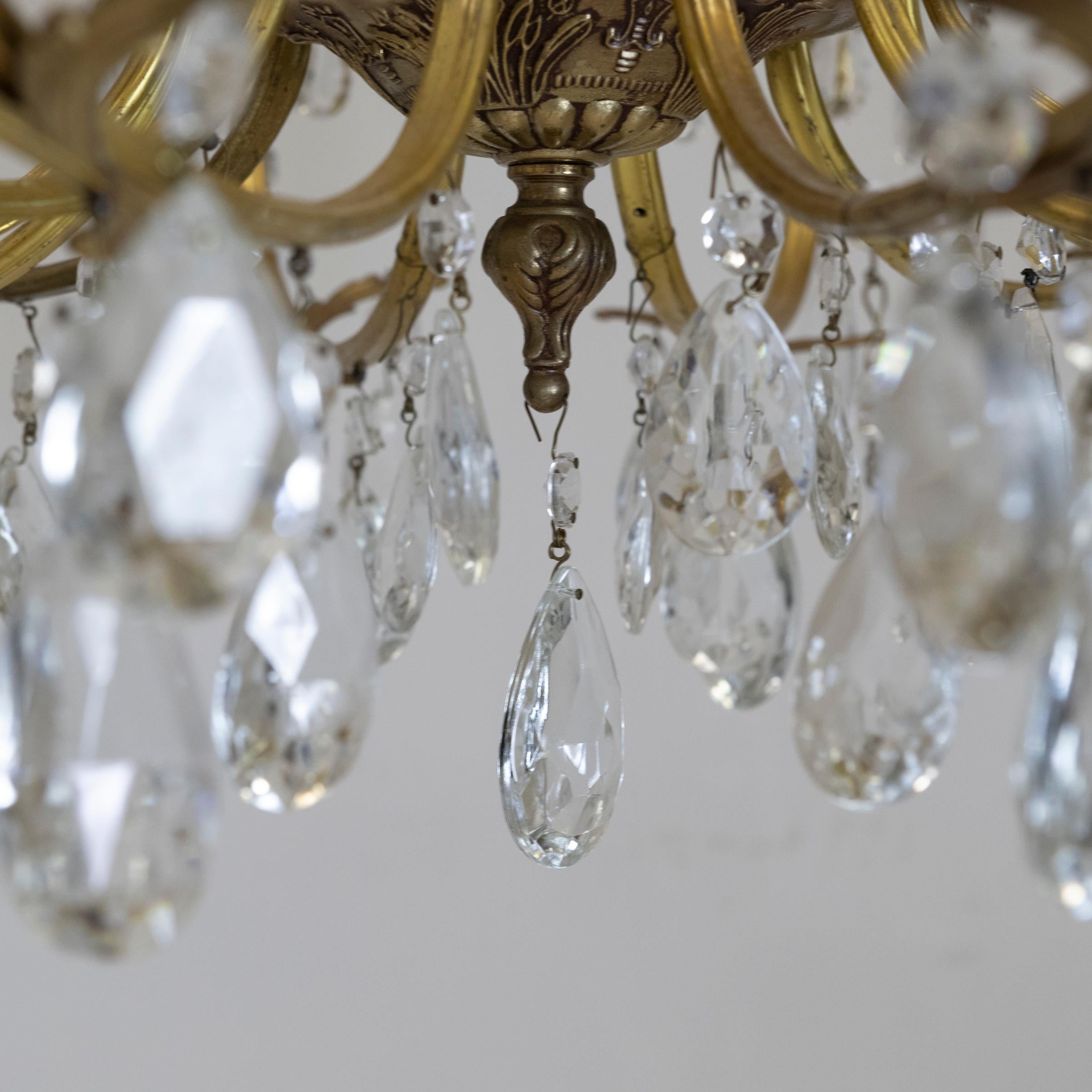 Antique French Brass & Chandelier For Sale 7