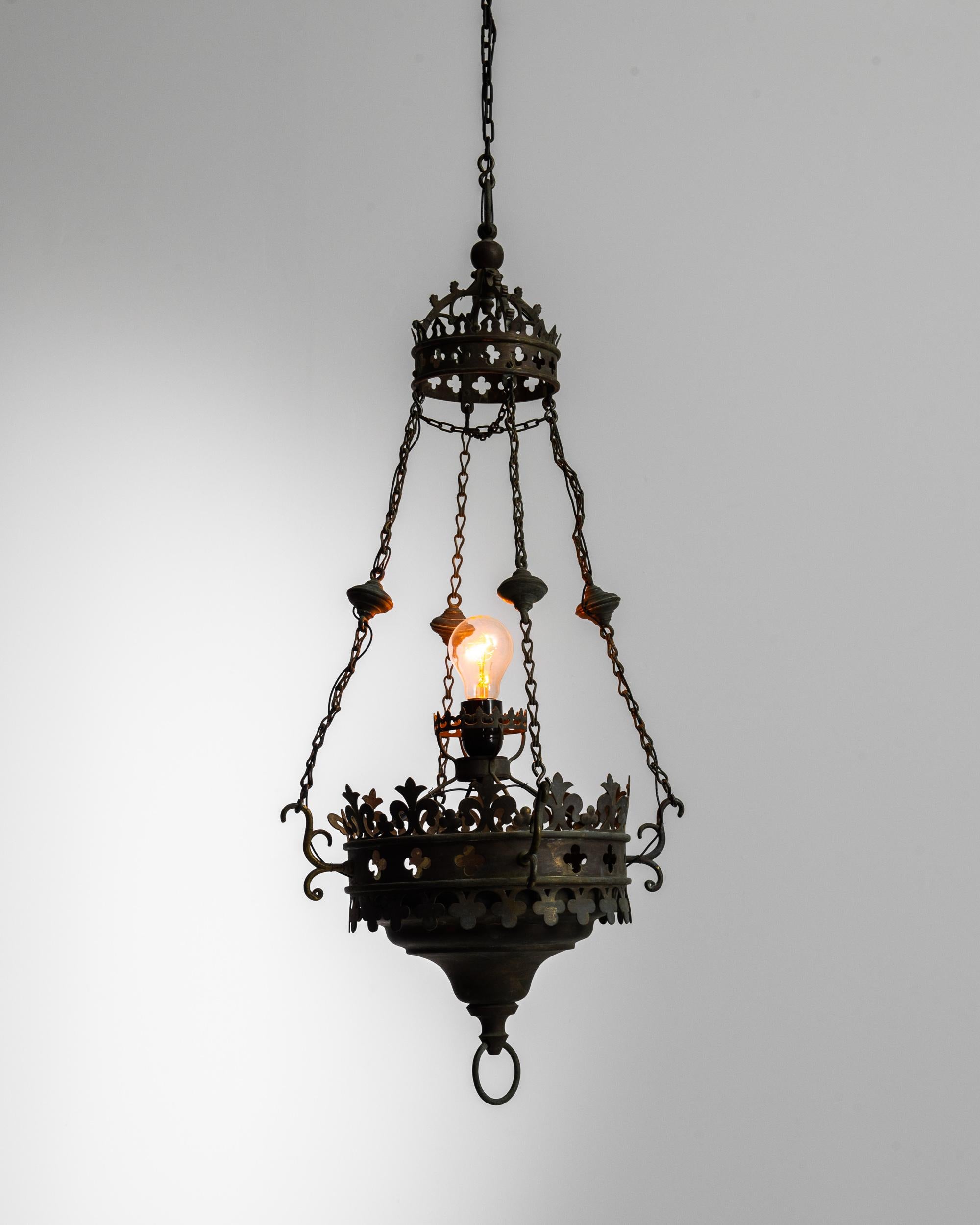 Gothic Revival Antique French Brass Chandelier