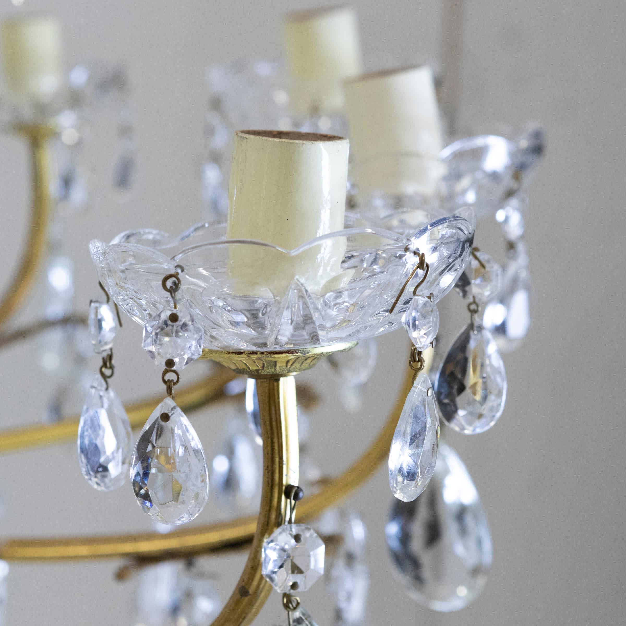 Antique French Brass & Chandelier In Good Condition For Sale In Ware, GB