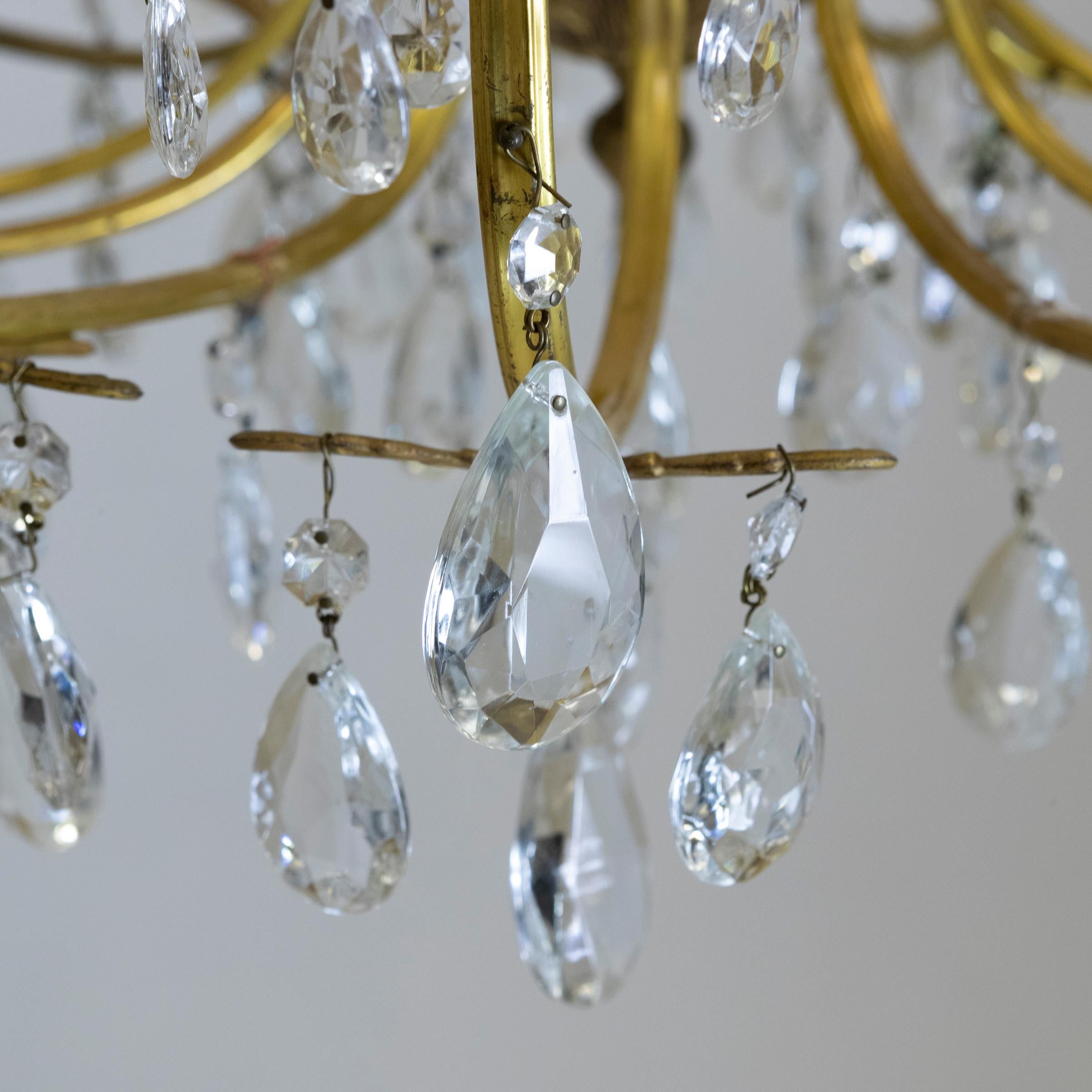 20th Century Antique French Brass & Chandelier For Sale