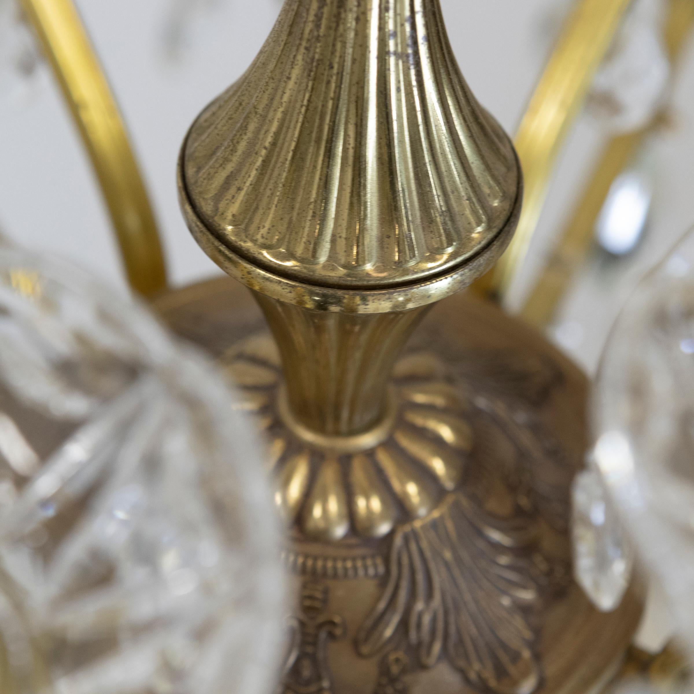 Antique French Brass & Chandelier For Sale 5