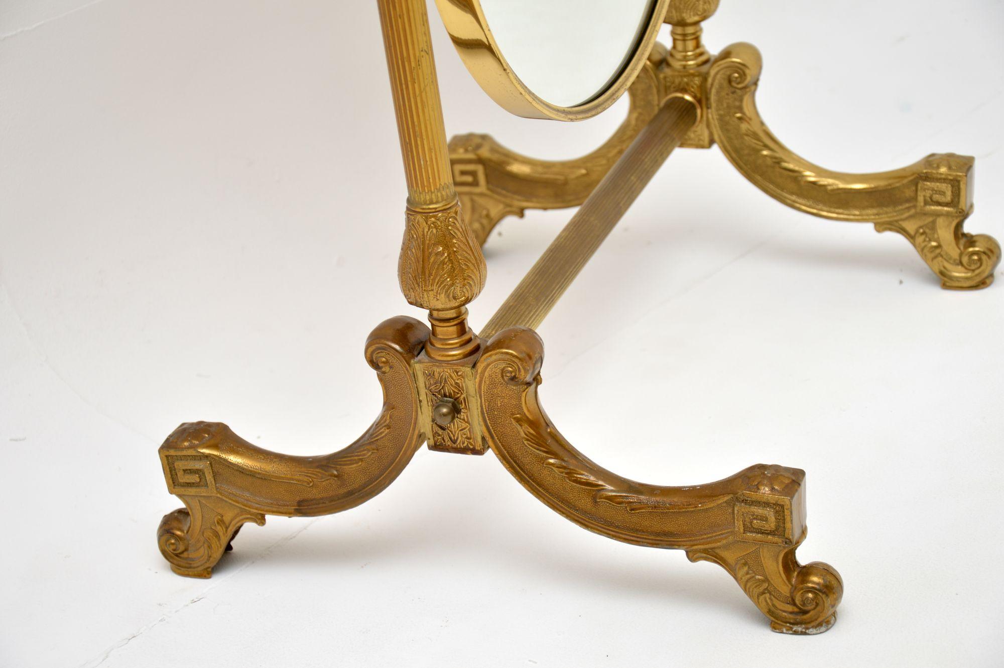 Antique French Brass Cheval Mirror 1