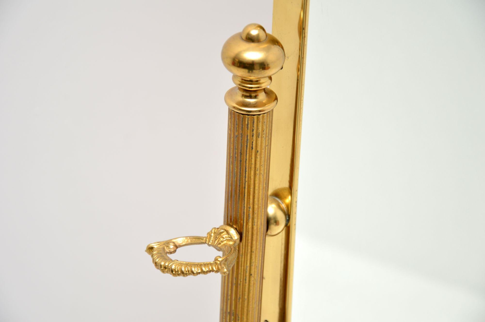 Antique French Brass Cheval Mirror 2