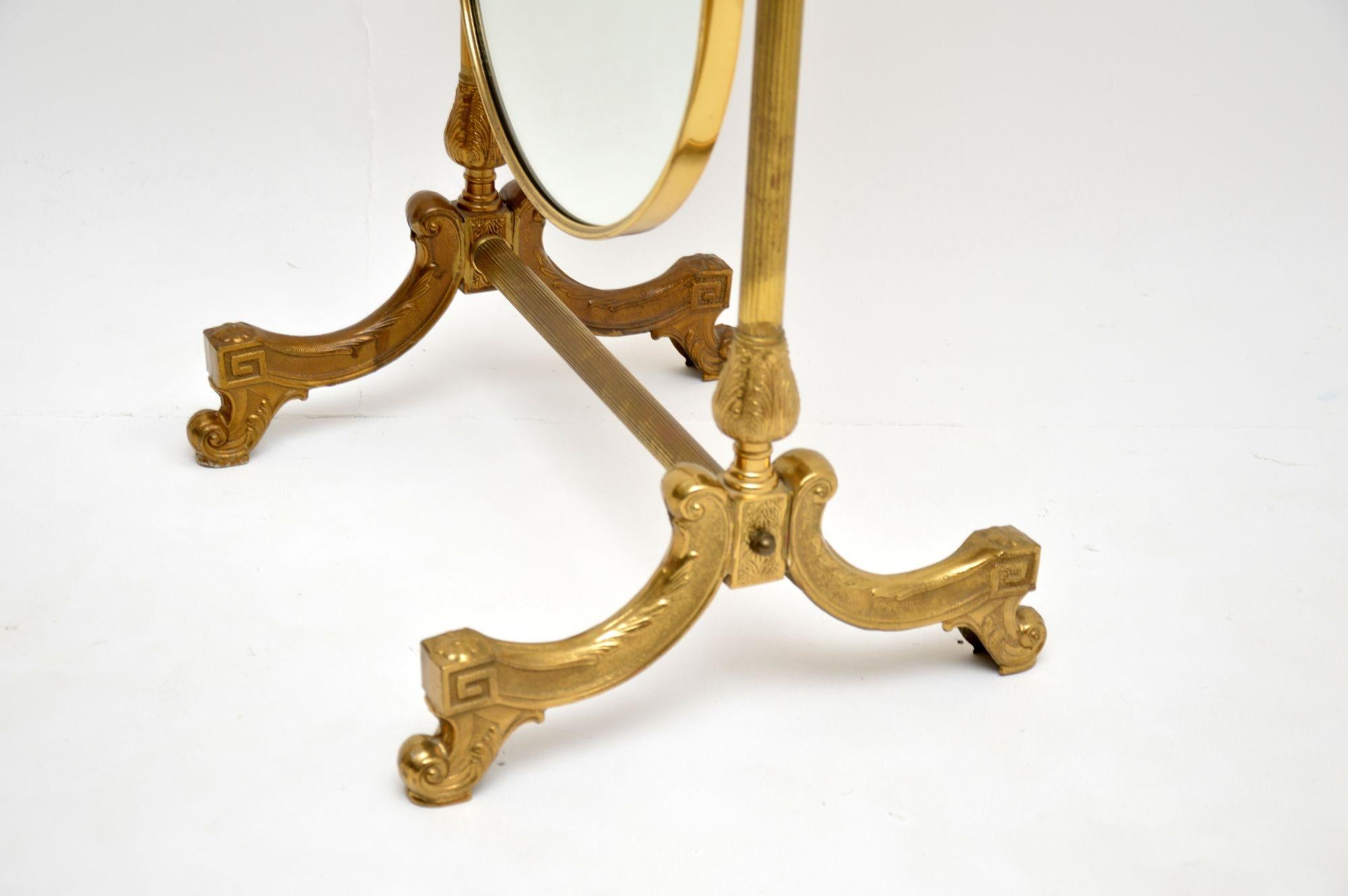 Antique French Brass Cheval Mirror 3