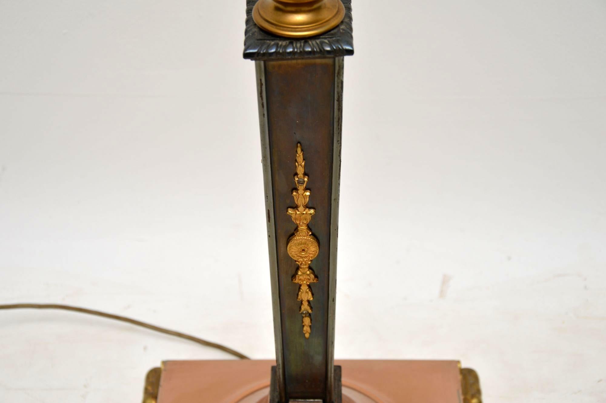 Antique French Brass, Copper and Steel Adjustable Floor Lamp In Good Condition In London, GB