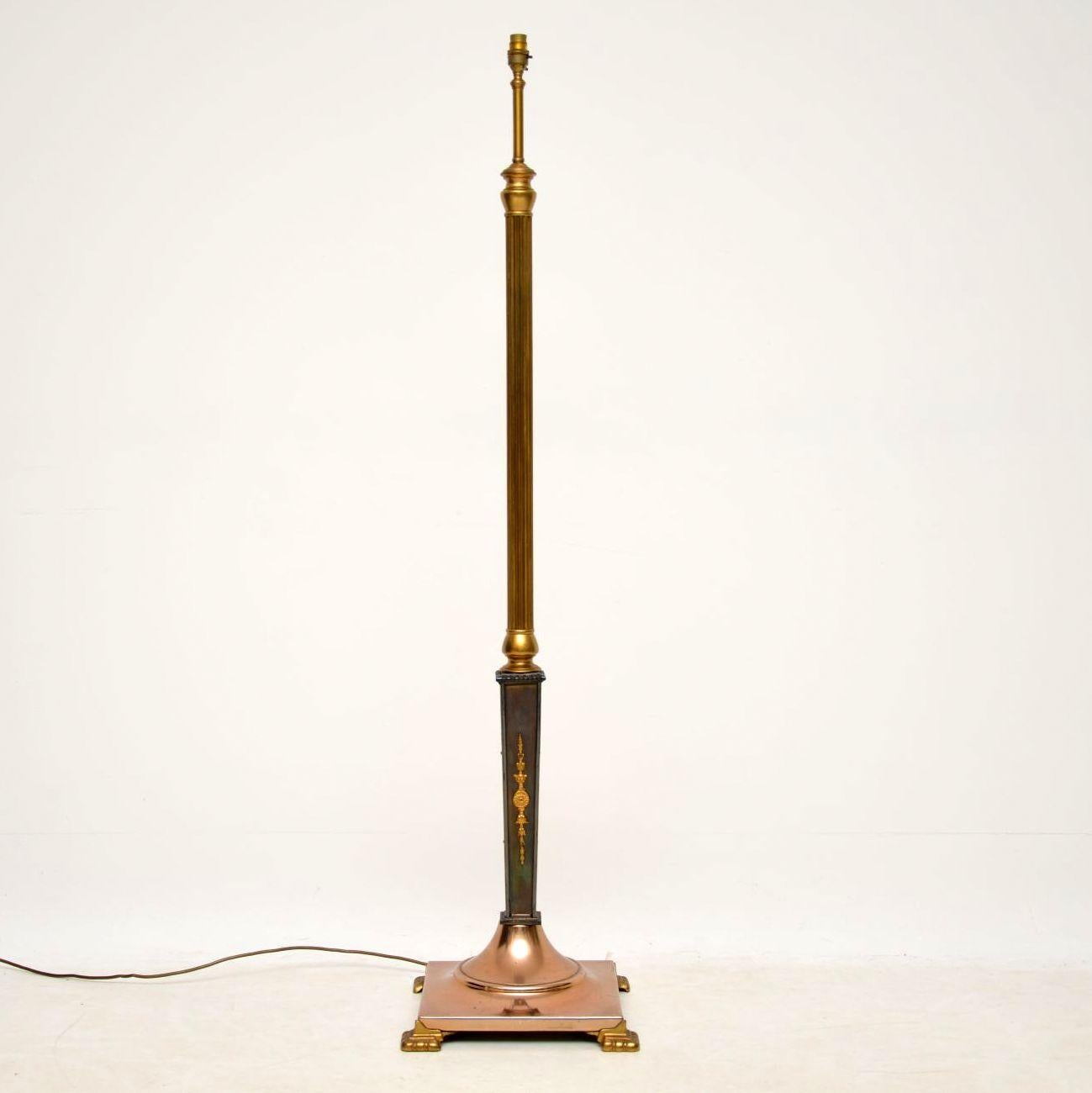 Antique French Brass, Copper and Steel Adjustable Floor Lamp 2