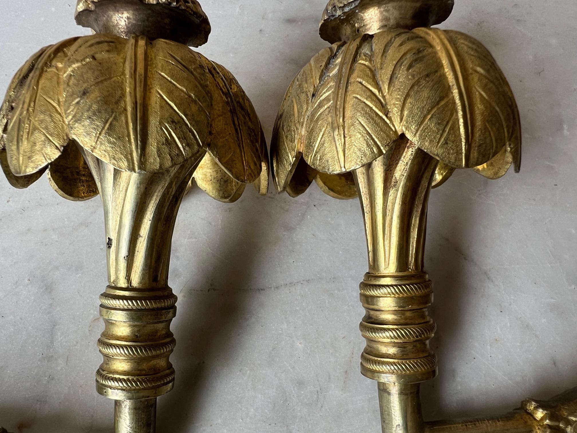 French Provincial Antique French Brass Curtain Tie Backs, Set of 2