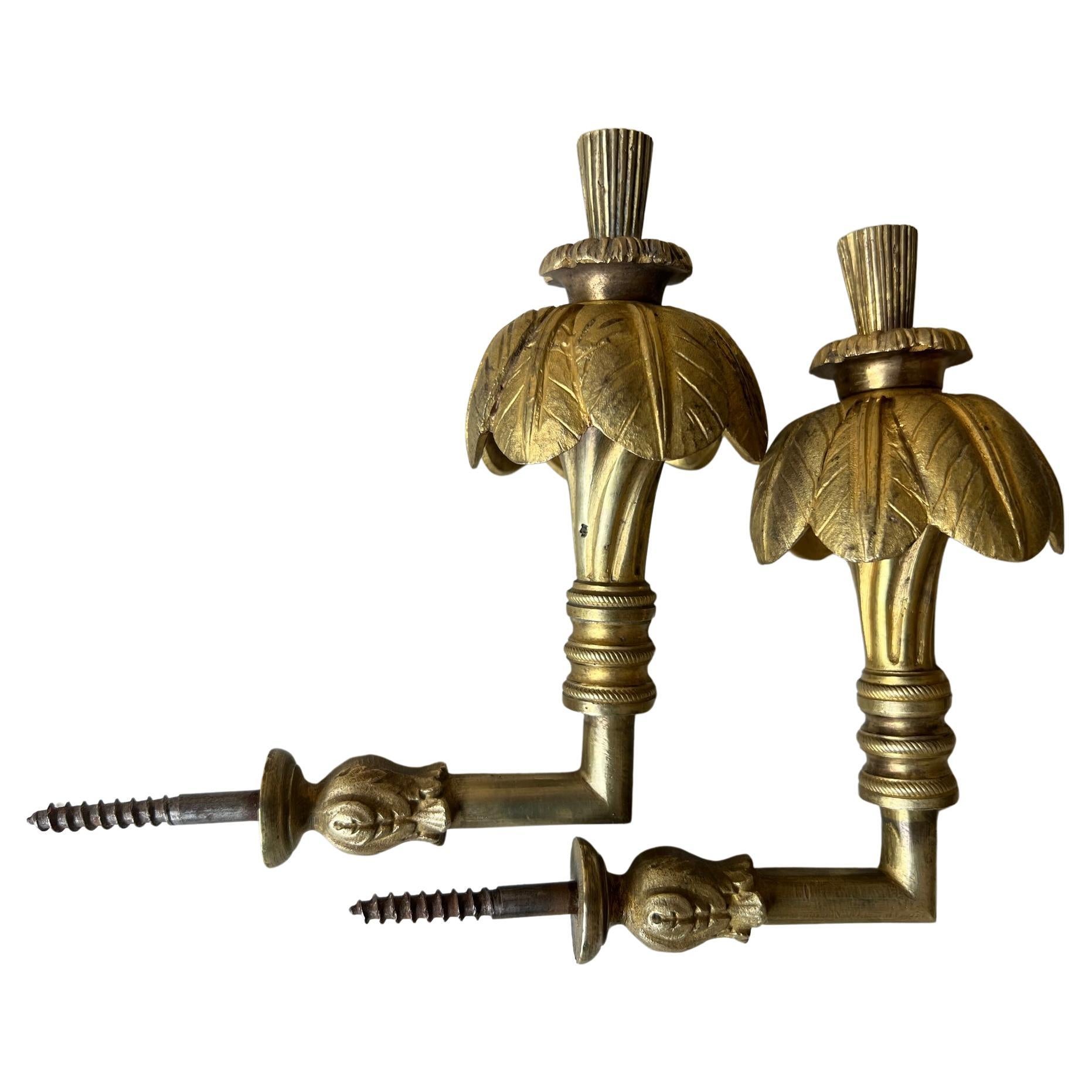 Antique French Brass Curtain Tie Backs, Set of 2