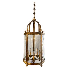 Antique French Brass Cylindrical Lantern
