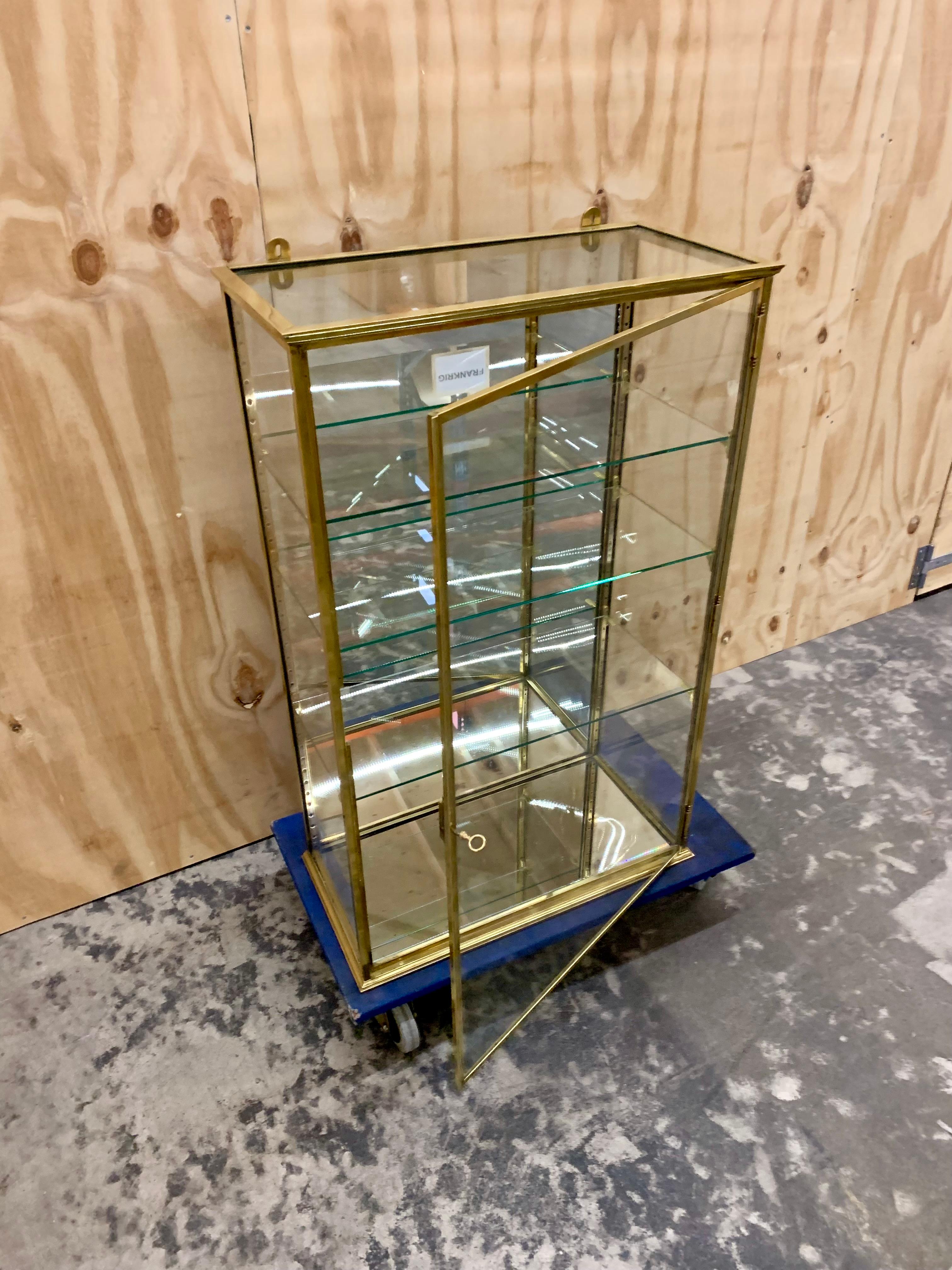 Antique French Brass Dispaly Cabinet - Wall Vitrine 11