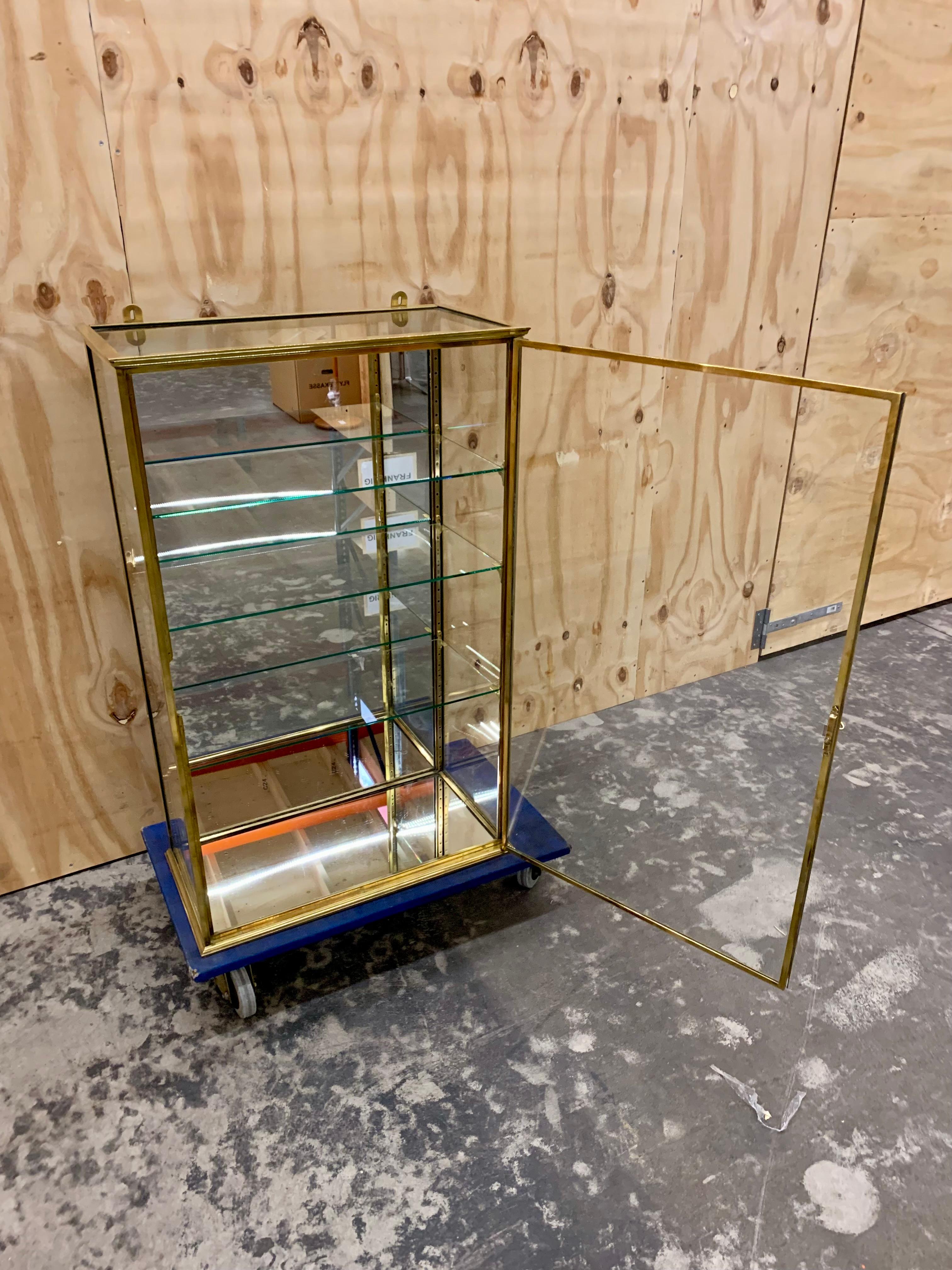 Antique French Brass Dispaly Cabinet - Wall Vitrine 12