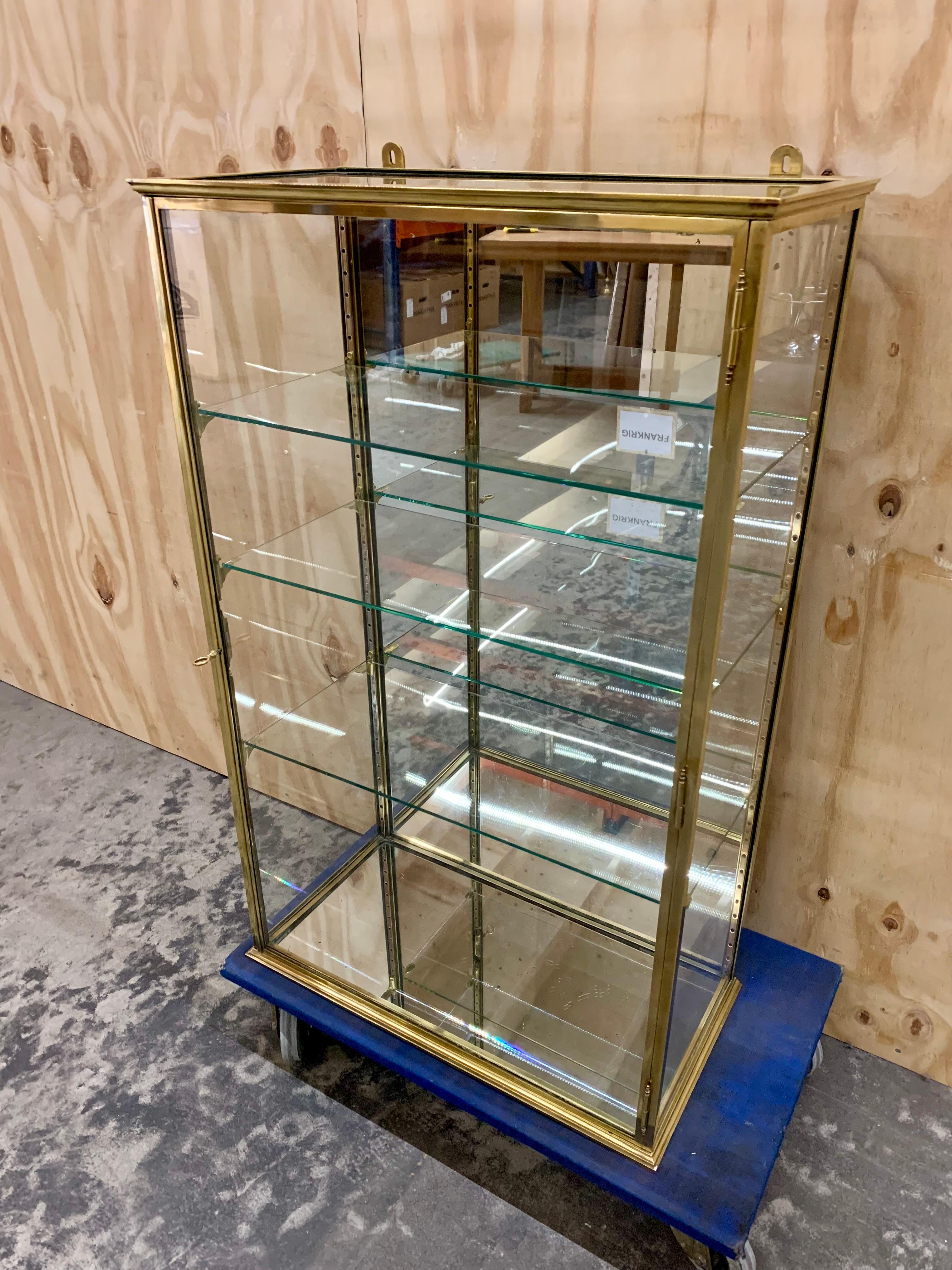 Antique French Brass Dispaly Cabinet - Wall Vitrine In Good Condition In Hellerup, DK