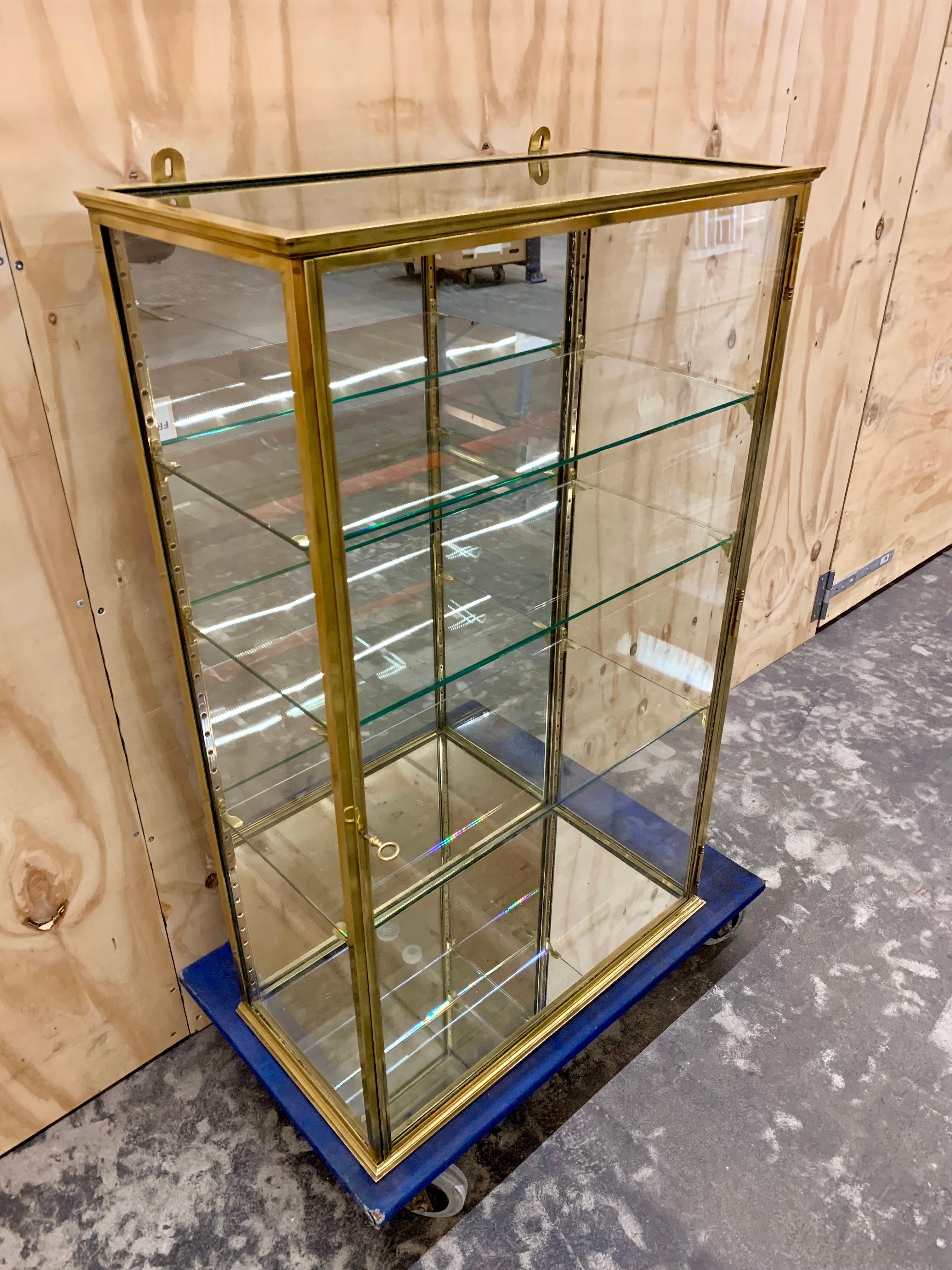 Early 20th Century Antique French Brass Dispaly Cabinet - Wall Vitrine