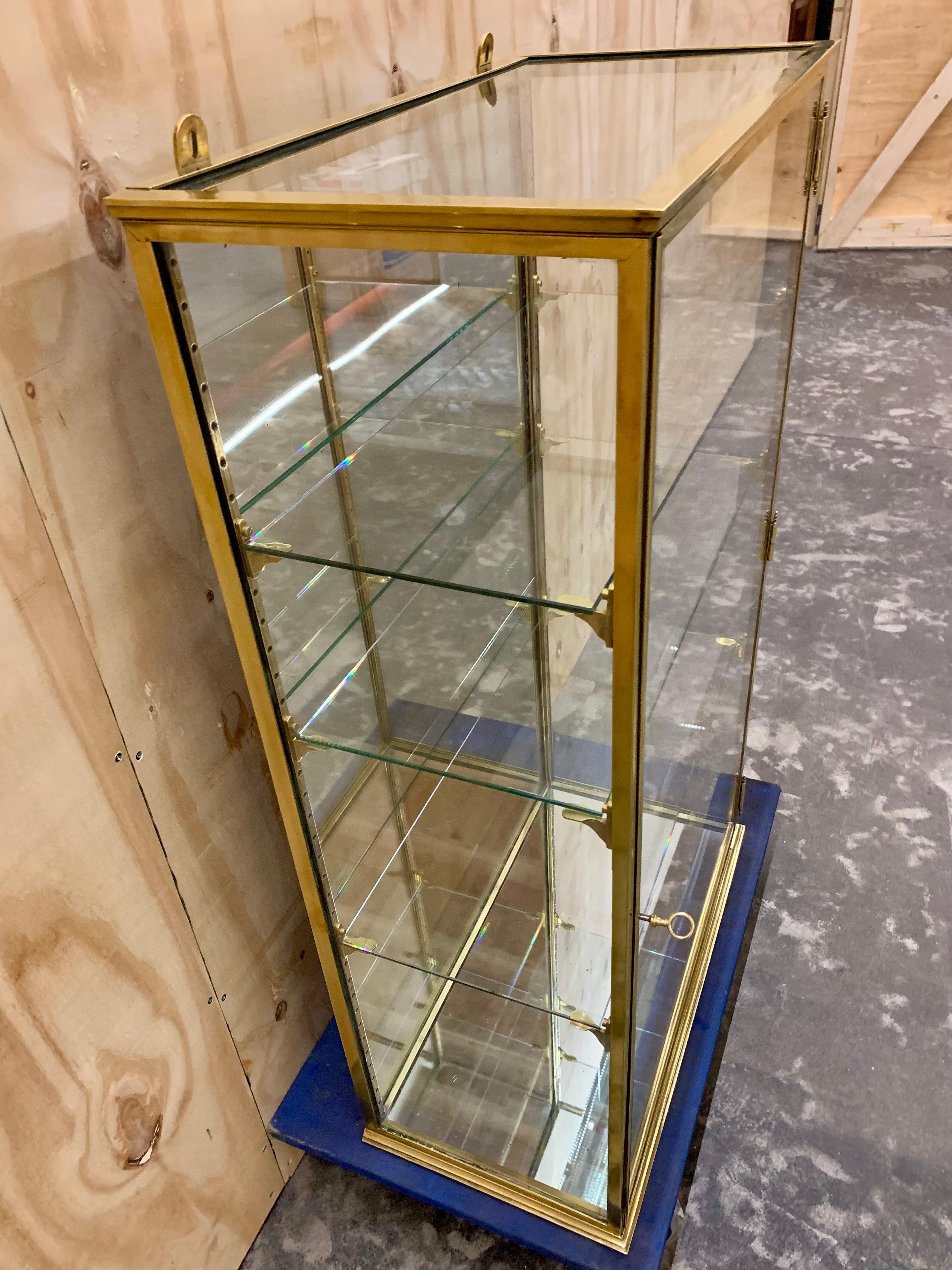Antique French Brass Dispaly Cabinet - Wall Vitrine 4